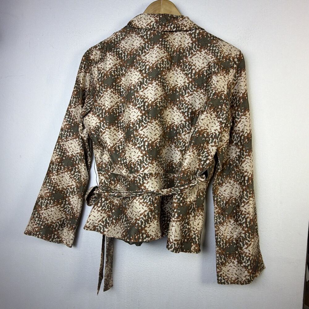 ICE Blouse wrap Animal Print Y2K Vintage Womens 8 ECI New york 100% silk - Picture 7 of 11